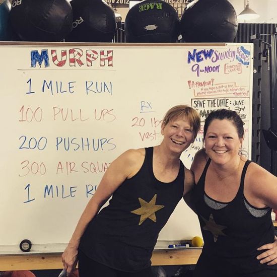 Completed #murph (half, scaled) yesterday with this amazing lady. It was my 4th and her 1st. Our box always does Murph the week after Memorial Day (partly) to maximize participation - so good to see everyone and raise money for a great cause. 
#livebig #windycitylivin #chigram #crossfit #twinning #fitfam #2017goals #wesurvivedcancerwecansurvivemurph #strongisbeautiful