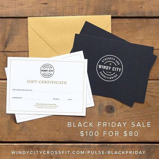 BLACK FRIDAY SALE
Get $100 gift certificate for $80
It’s that time of year to send your family gift ideas (or treat yourself!). Well, here’s an idea—if you buy a $80 gift certificate through Friday Nov. 24, we’ll throw in an extra $20 from us. That’s $100 total! We accept purchases over the phone and we’ll even mail it to the gift giver.
Contact us with any questions:
admin@windycitycrossfit.com
(773) 536-9223
https://windycitycrossfit.com/pulse/blackfriday (link in profile)
•
#livebig #windycitylivin